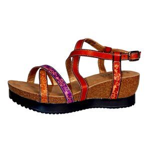 Strappy L'Artiste by Spring Step Camel Multicolor Platform Sandals Size 7 NWB